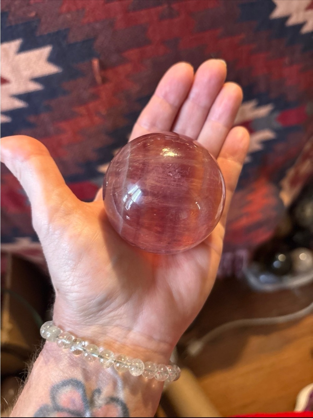 Pink Fluorite Sphere - Picture 9 of 9